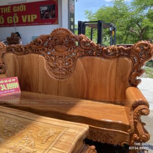 BỘ BÀN GHẾ HOÀNG GIA NGUYÊN KHỐI GỖ GÕ- 6 MÓN
