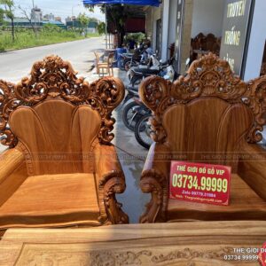 BỘ BÀN GHẾ HOÀNG GIA NGUYÊN KHỐI GỖ GÕ- 6 MÓN