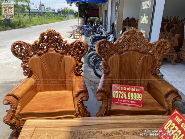 BỘ BÀN GHẾ HOÀNG GIA NGUYÊN KHỐI GỖ GÕ- 6 MÓN