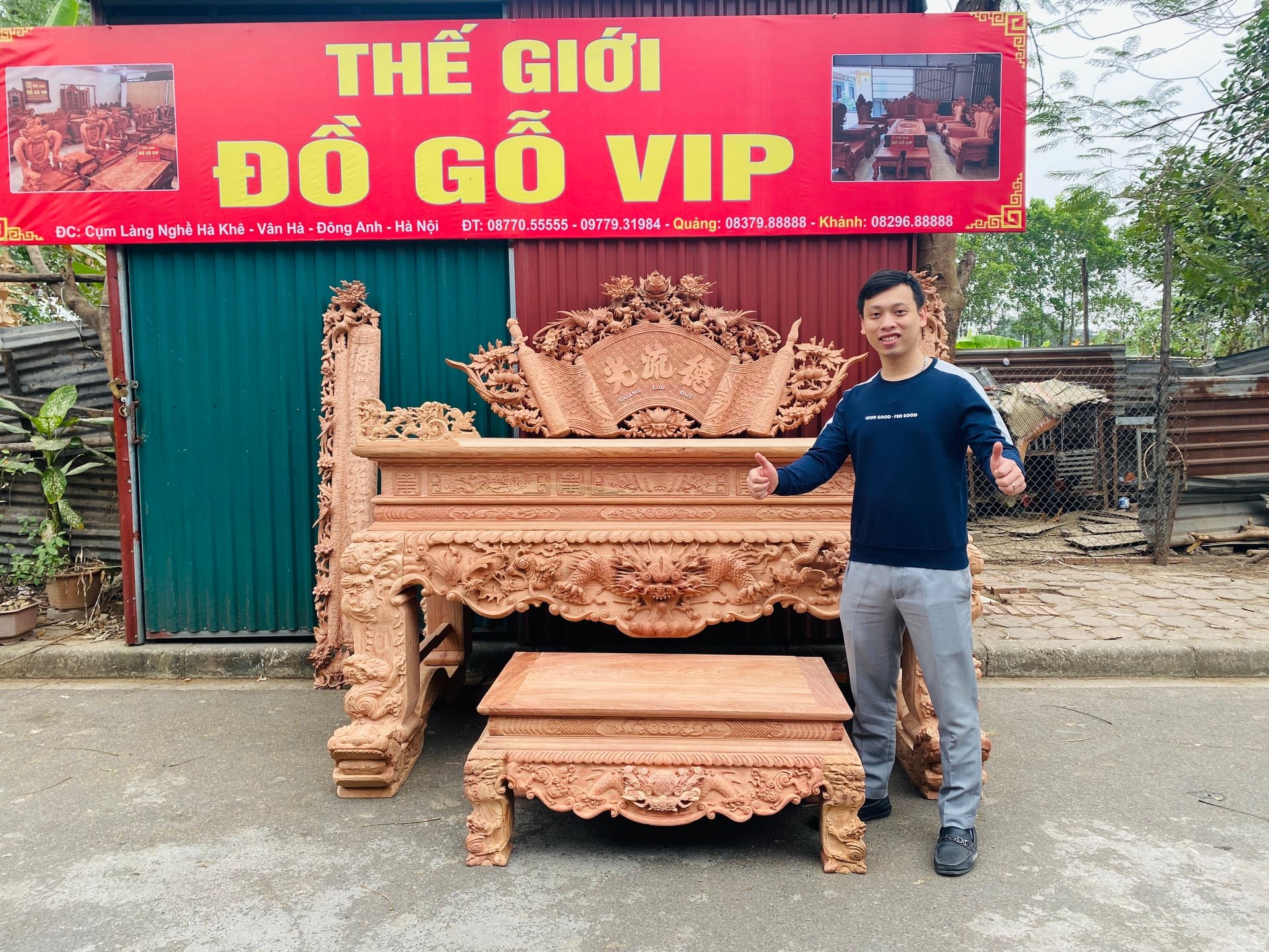 COMBO PHÒNG THỜ - GỖ HƯƠNG ĐÁ CAO CẤP