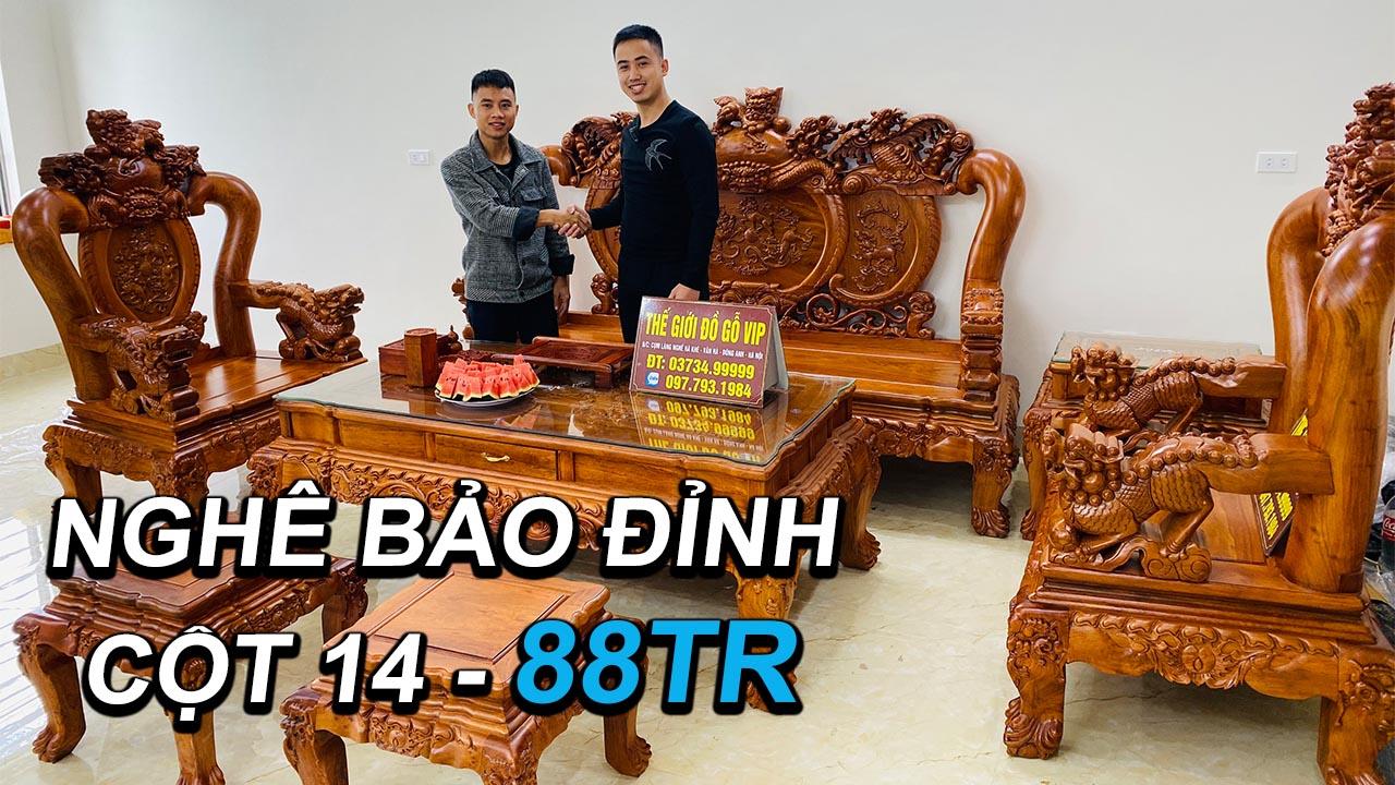 Bộ Nghê Bảo Đỉnh cột 14 chân 14 gỗ Hương Đá giá SIÊU RẺ chỉ hơn 80 củ | Thế Giới Đồ Gỗ Vip