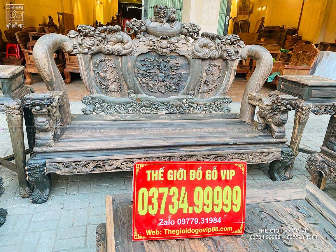 BỘ BÀN GHẾ NGHÊ BẢO ĐỈNH 12 MÓN GỖ MUN HOA LÀO CỰC VIP TẠI THẾ GIỚI ĐỒ GỖ VIP