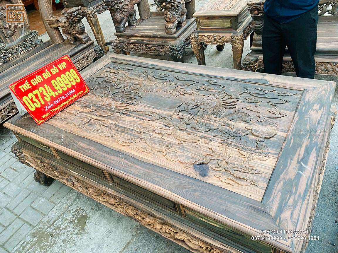 BỘ BÀN GHẾ NGHÊ BẢO ĐỈNH 12 MÓN GỖ MUN HOA LÀO CỰC VIP TẠI THẾ GIỚI ĐỒ GỖ VIP