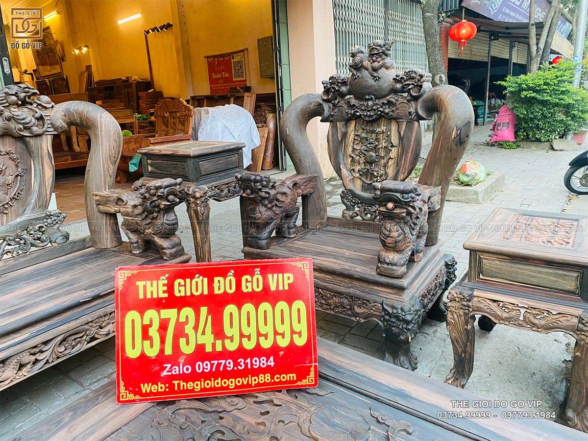 BỘ BÀN GHẾ NGHÊ BẢO ĐỈNH 12 MÓN GỖ MUN HOA LÀO CỰC VIP TẠI THẾ GIỚI ĐỒ GỖ VIP
