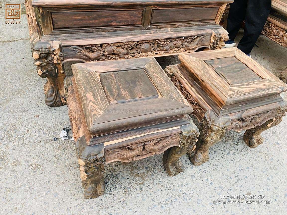 BỘ BÀN GHẾ NGHÊ BẢO ĐỈNH 12 MÓN GỖ MUN HOA LÀO CỰC VIP TẠI THẾ GIỚI ĐỒ GỖ VIP