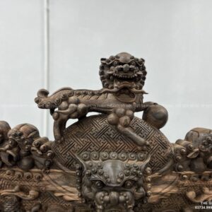Bộ Bàn Ghế Nghê Rồng Đỉnh Gỗ Mun Hoa