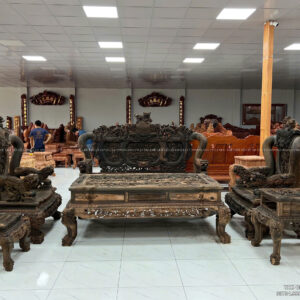 Bộ Bàn Ghế Nghê Gỗ Mun Lào