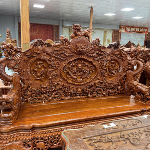 Bộ Bàn Ghế Rồng Đỉnh Gỗ Hương Đá