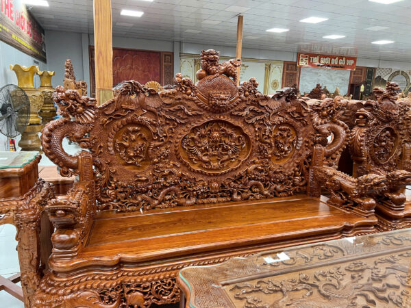 Bộ Bàn Ghế Rồng Đỉnh Gỗ Hương Đá