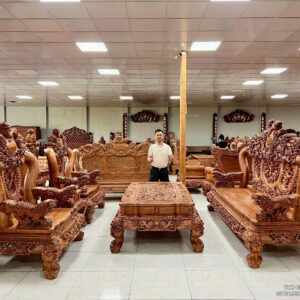 BỘ BÀN GHẾ NGHÊ 5 ĐẦU GỖ HƯƠNG ĐÁ