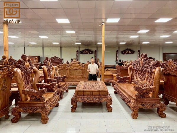 BỘ BÀN GHẾ NGHÊ 5 ĐẦU GỖ HƯƠNG ĐÁ