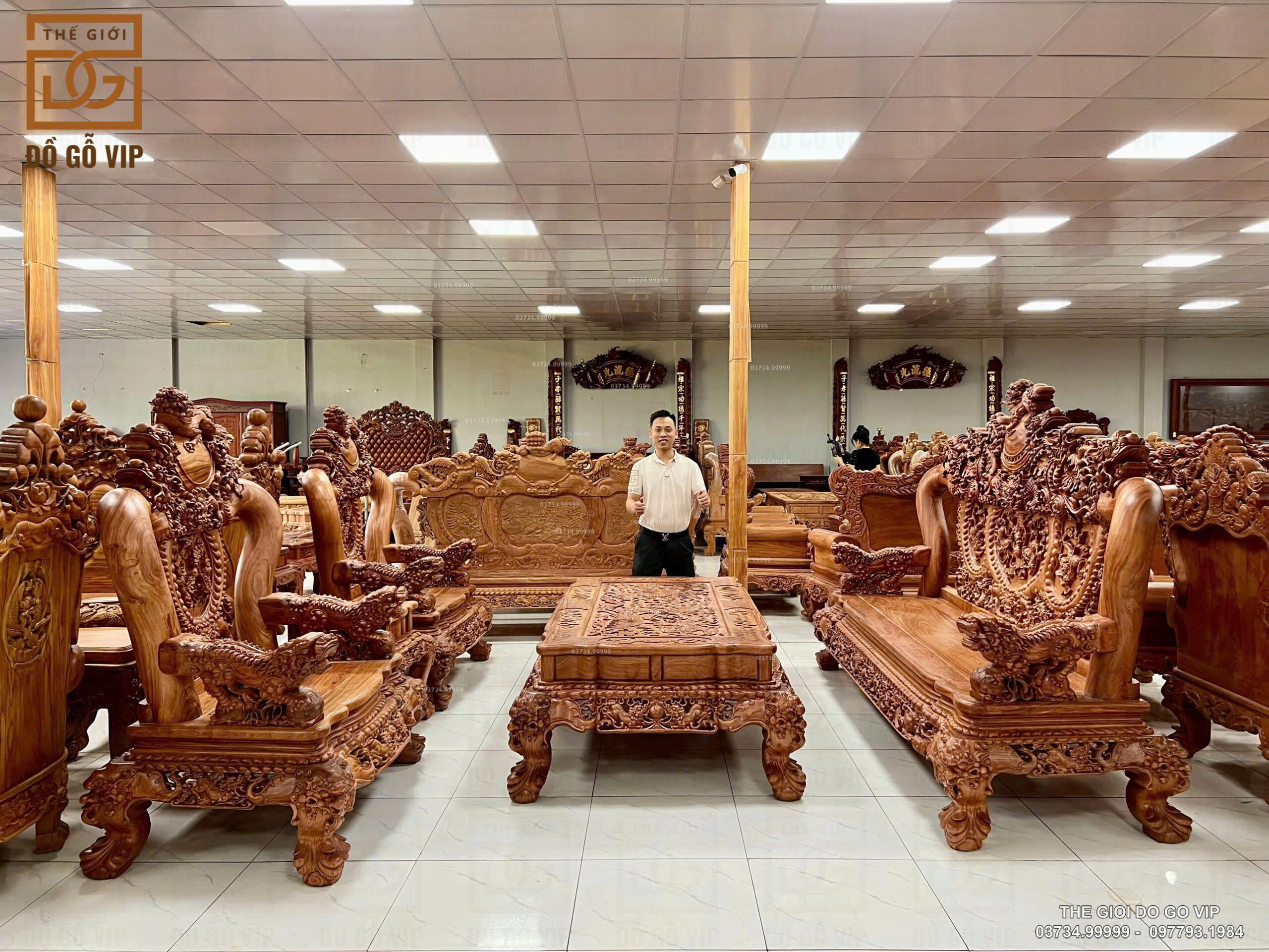 BỘ BÀN GHẾ NGHÊ 5 ĐẦU GỖ HƯƠNG ĐÁ