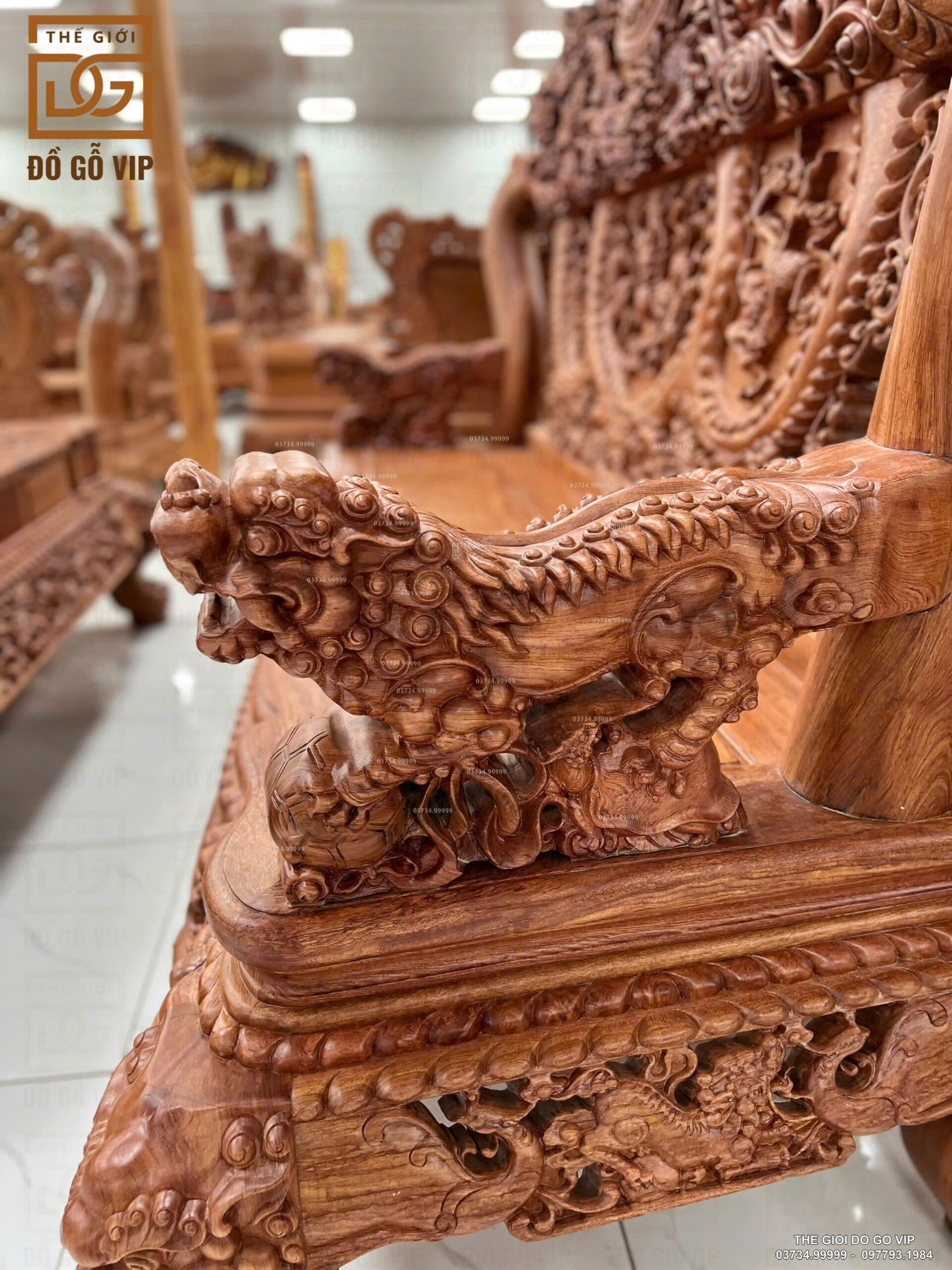 BỘ BÀN GHẾ NGHÊ 5 ĐẦU GỖ HƯƠNG ĐÁ