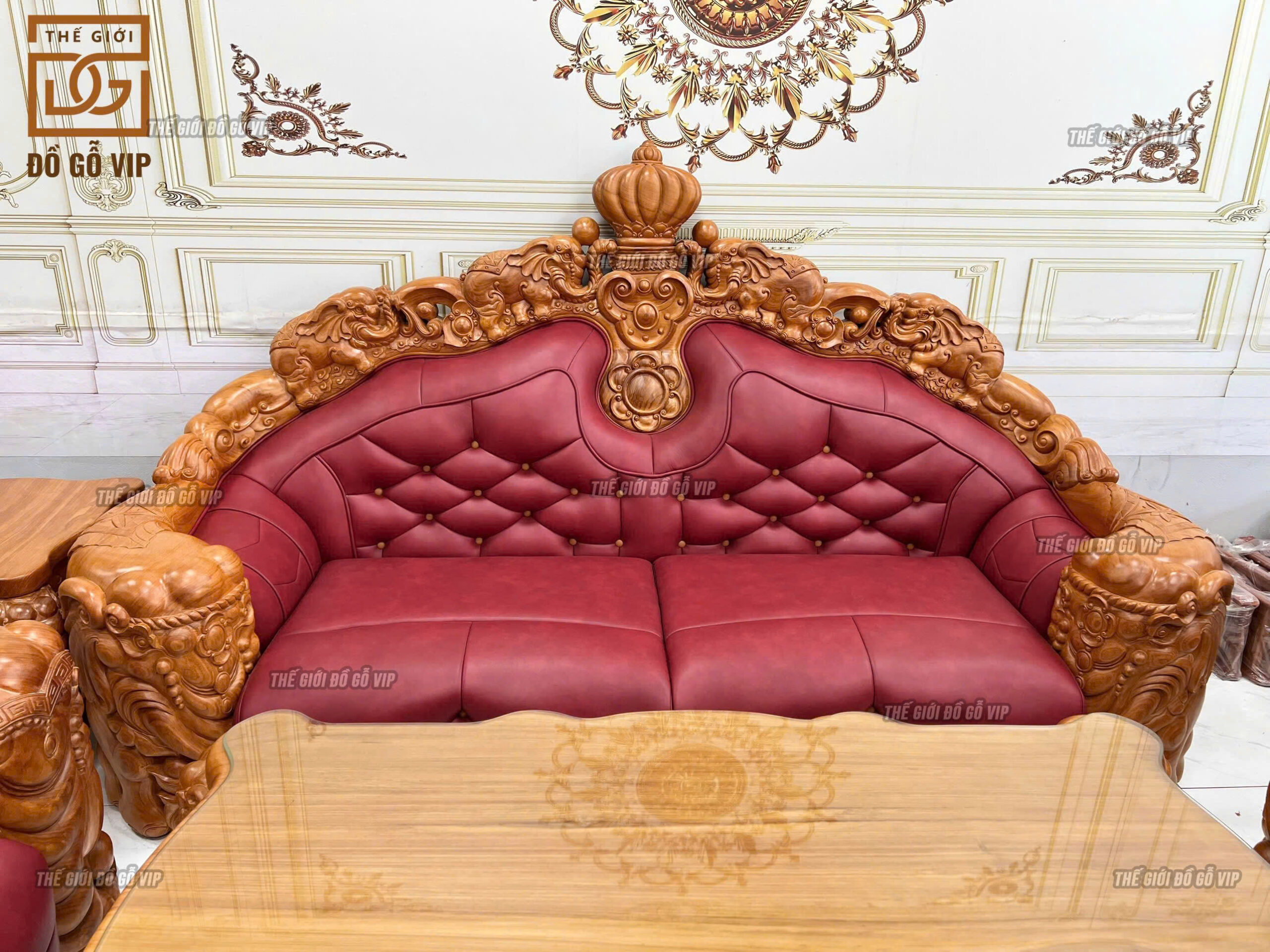 BỘ SOFA VOI CHIẾN GỖ GÕ ĐỎ