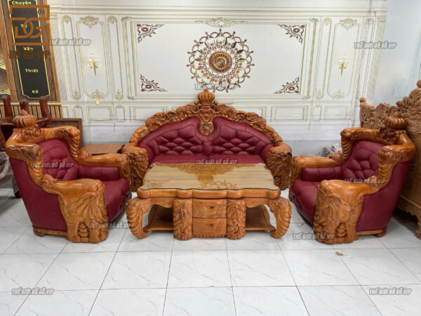 BỘ SOFA VOI CHIẾN GỖ GÕ ĐỎ