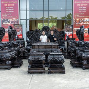 Cửu Long Bát Mã Gỗ Mun Hoa Lào 24 Món