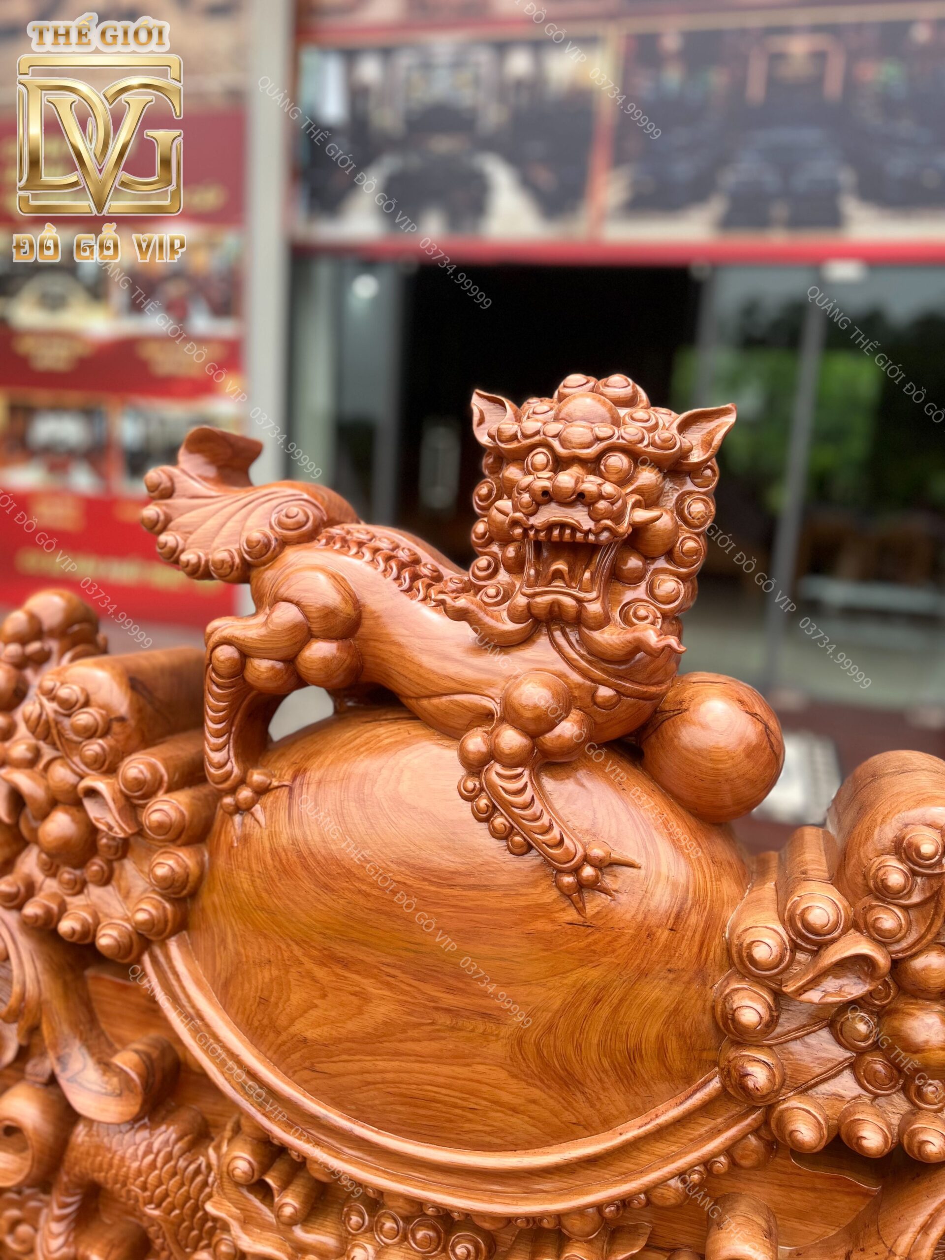 Nghê Hoàng Đế Cột 18 Chân 20 Gỗ Gõ Đỏ Pachy Nghê Hoàng Đế Cột 18 Chân 20 Gỗ Gõ Đỏ Pachy