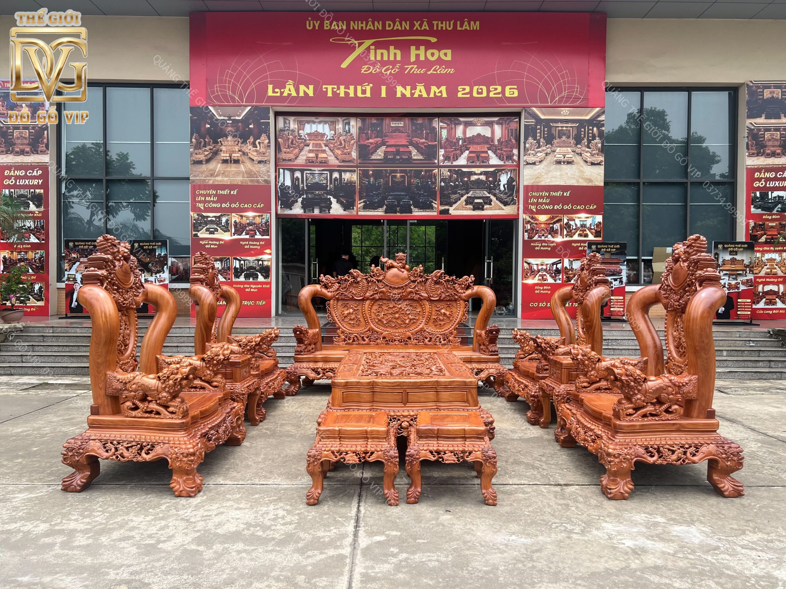 Nghê Hoàng Đế Cột 18 Chân 20 Gỗ Gõ Đỏ Pachy
