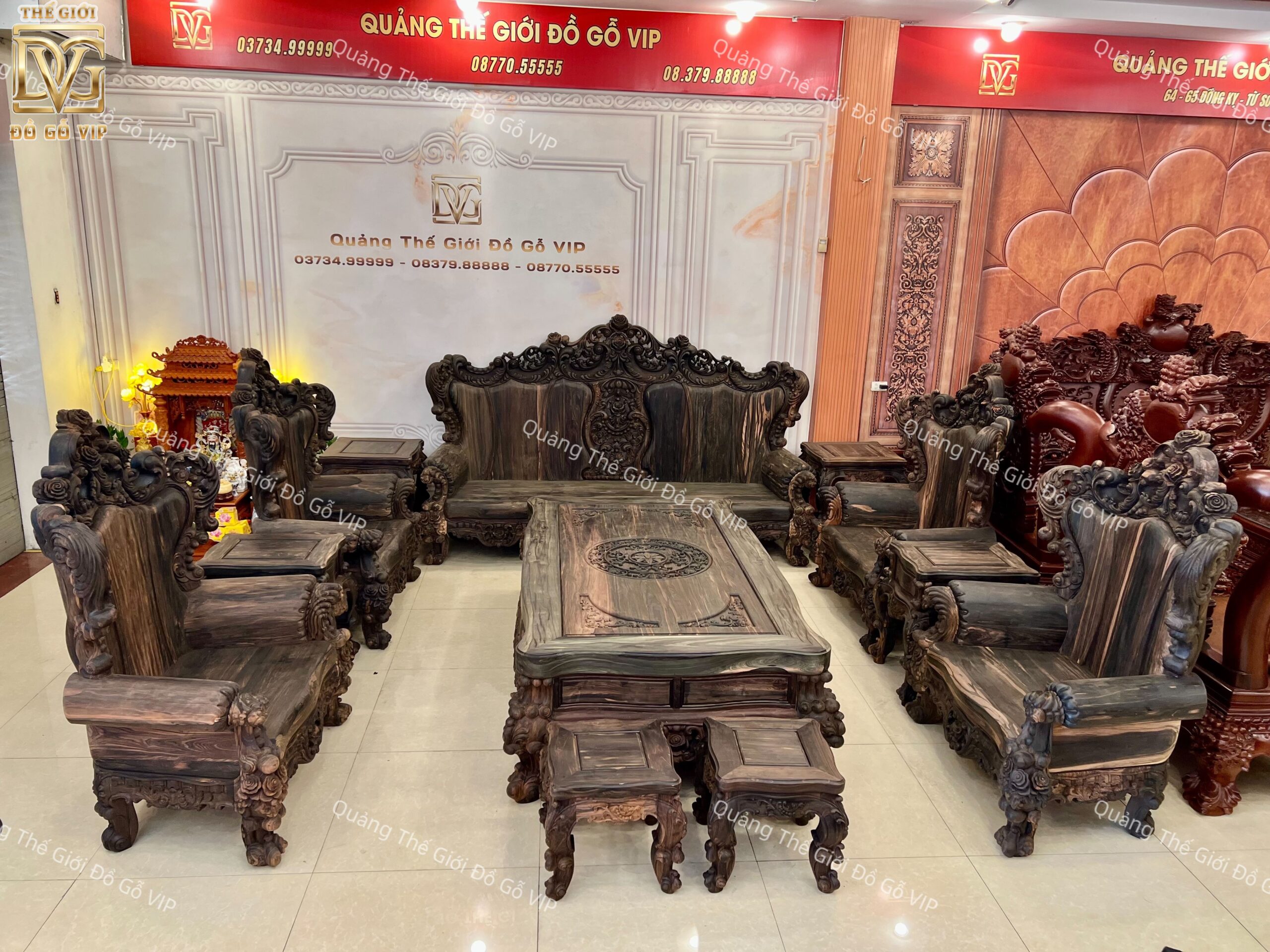 Hoàng Gia Nguyên Khối Gỗ Mun Hoa Lào