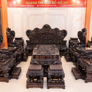 Cửu Long Bát Mã Gỗ Mun Hoa Lào